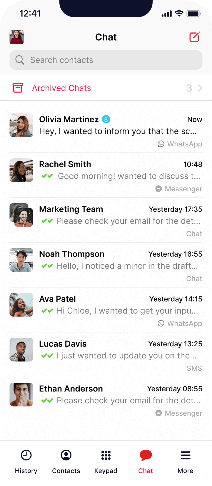 Mobile App 2 mobile app Chat List | mobile app